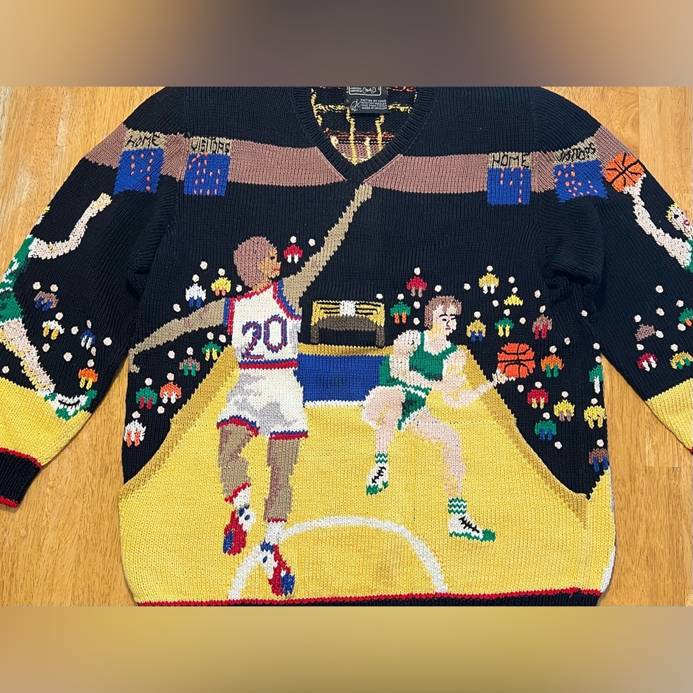 Vintage Berek Marta D Hand Knitted Basketball Sweater